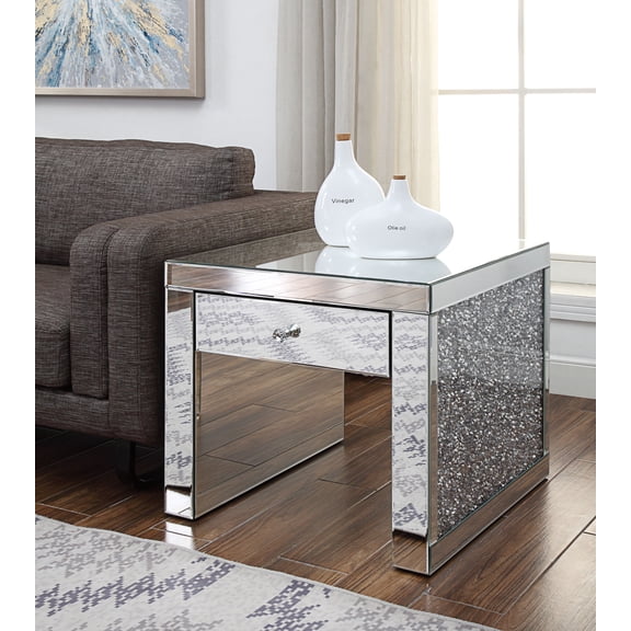 Noralie Mirrored & Faux Diamonds End Table