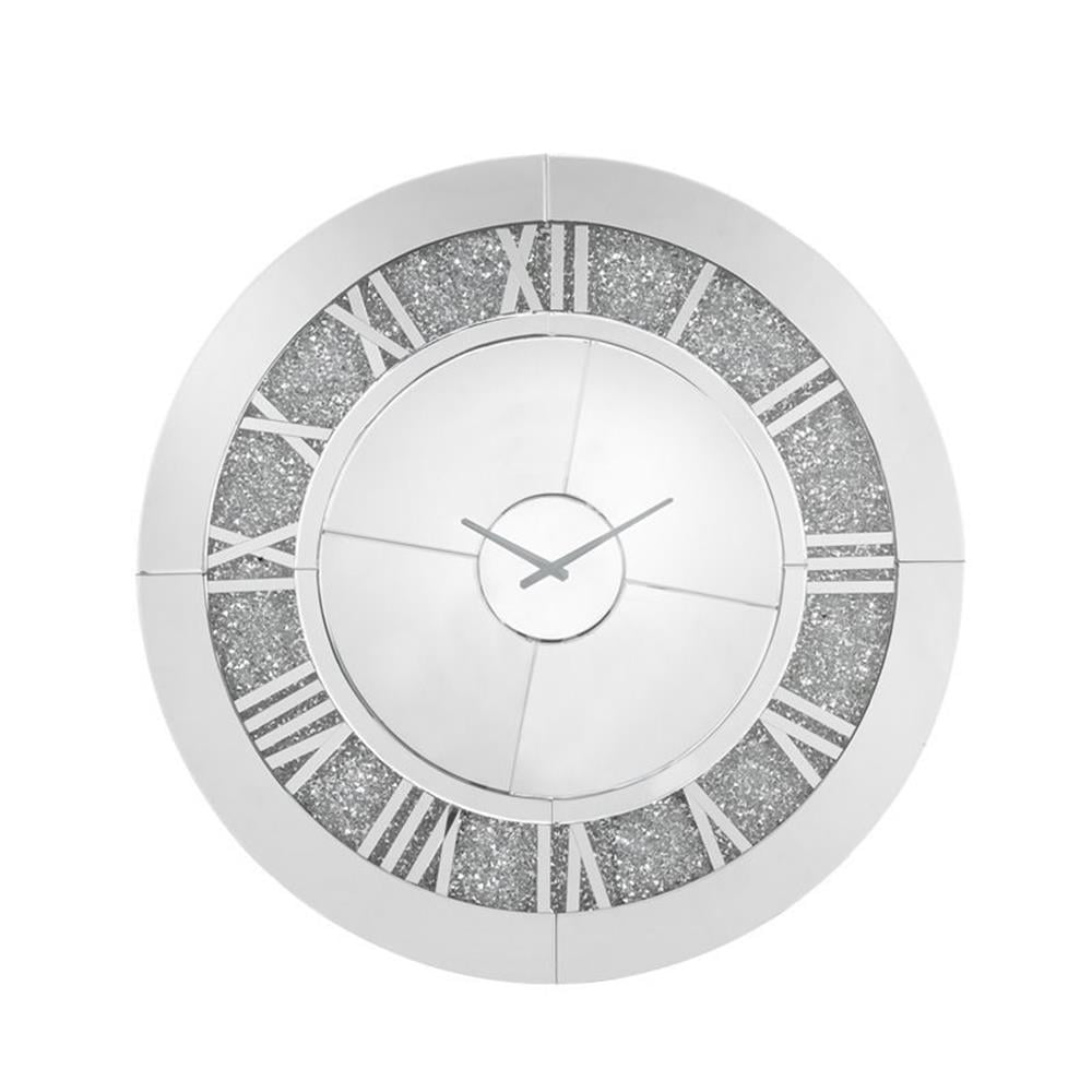 Noralie 39" Mirrored Wall Clock with Faux Diamonds