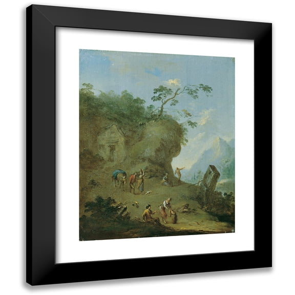 Norbert Joseph Carl Grund 12x14 Black Modern Framed Museum Art Print Titled - Hut on a Forest Height (1760)