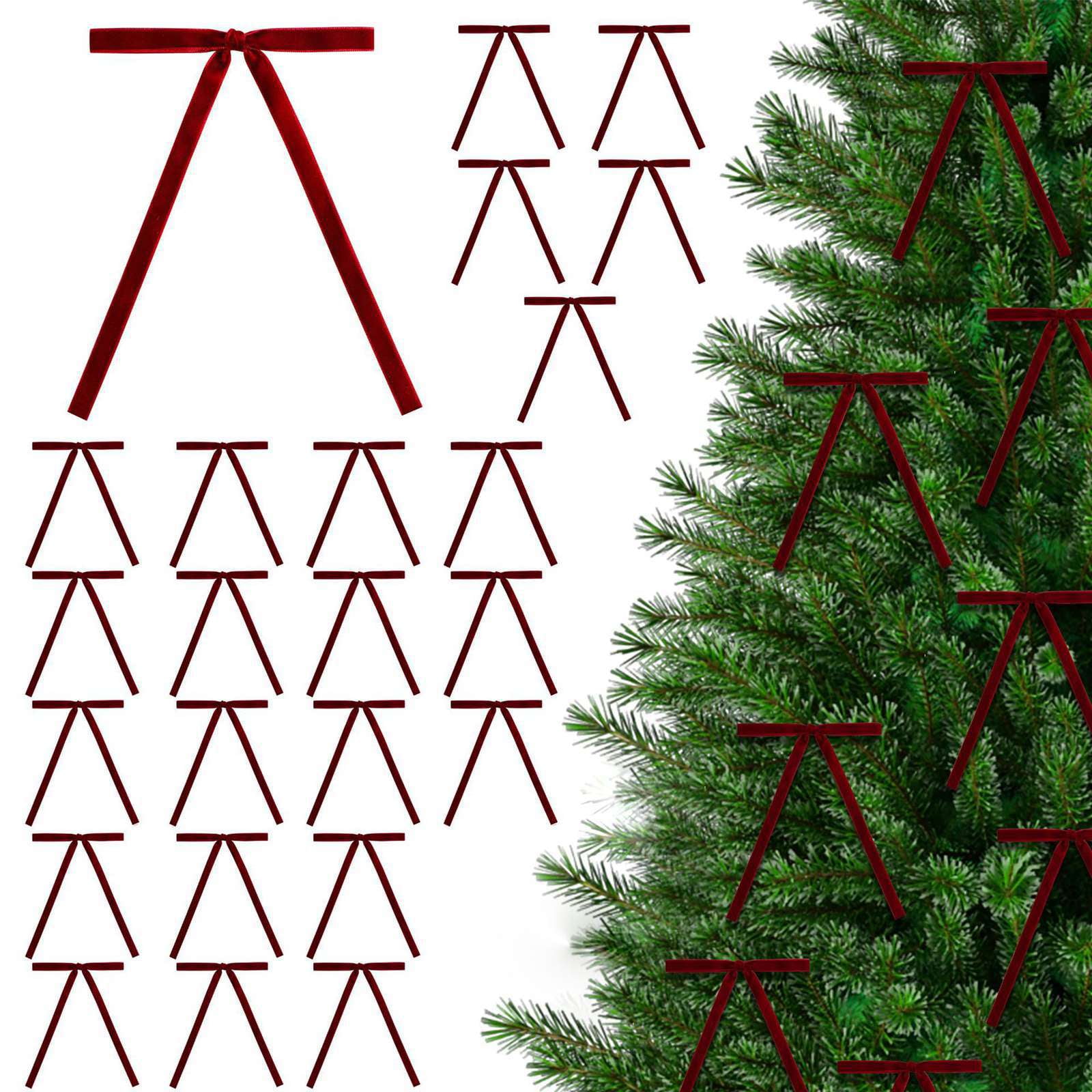 Norbi 24Pcs Christmas Velvet Bows Xmas Tree Bows Gift Bows Vintage ...