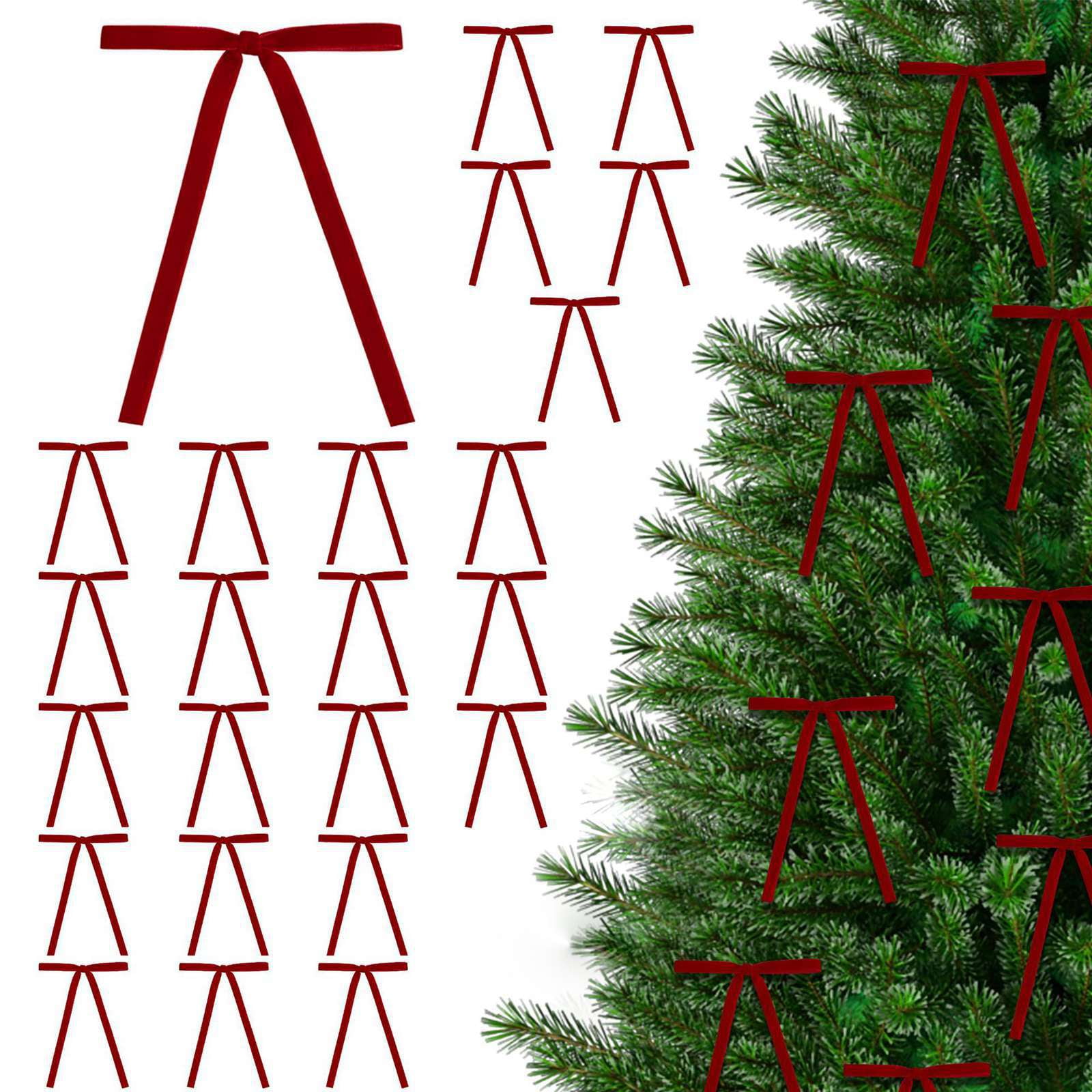 Norbi 24Pcs Christmas Velvet Bows Xmas Tree Bows Gift Bows Vintage