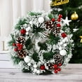 thumbnail image 1 of Norbi 9.06" Christmas Wreath with Battery Operated Led Light Christmas Wreath with Pine Cones Red Berries and White Snow Xmas Wreath Decor for Front Door Window Fireplace, 1 of 6
