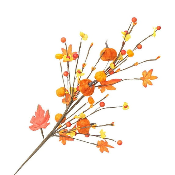 Norbi Autumn Pumpkin Berry Stems, 2Pcs Artificial Halloween Thanksgiving Pumpkin Berry Maple Leaf Picks Branches for Home Centerpiece Vase Windowsill Decoration Fall Celebration