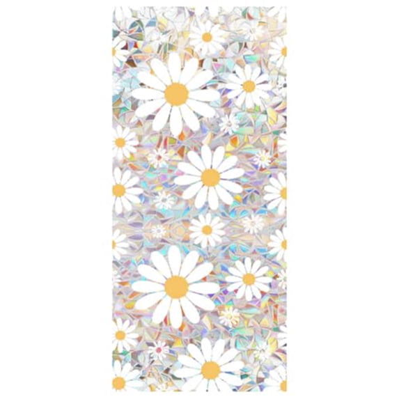 Norbi Flower Window Privacy Film Floral Decorative Stained Glass Window Film Static Cling Non-Adhesive Frosted Window Sticker Removable Static Cling Stickers for Room 16.93x39.37 in