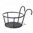 thumbnail image 1 of Norbi Hanging Railing Planters Flower Pot Holders Plant Iron Racks Fence Metal Potted Stand Mounted Balcony Round Plant Baskets Shelf Container Box for Indoor Black, 1 of 7