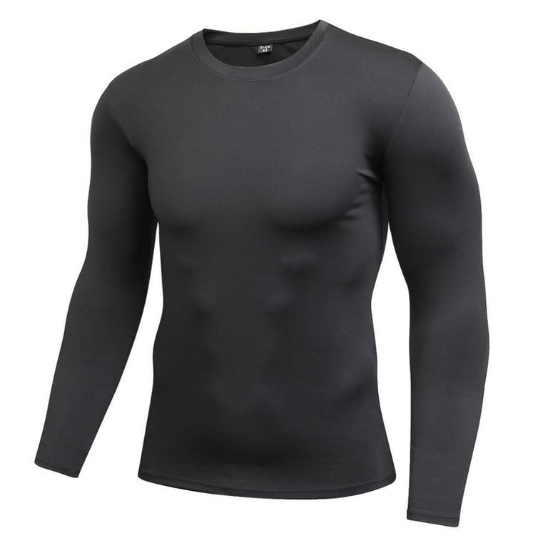 Norbi Men's Long Sleeve Compression Shirts, Nylon & Spandex Material Active  Sports Base Layer T-Shirt, Athletic Workout Shirt(Black, L) 