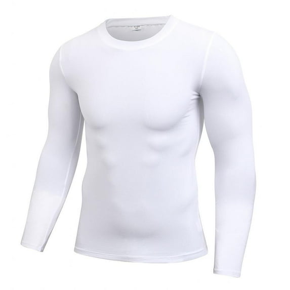 Norbi Men's Long Sleeve Compression Shirts, Nylon & Spandex Material Active Sports Base Layer T-Shirt, Athletic Workout Shirt(White, M)