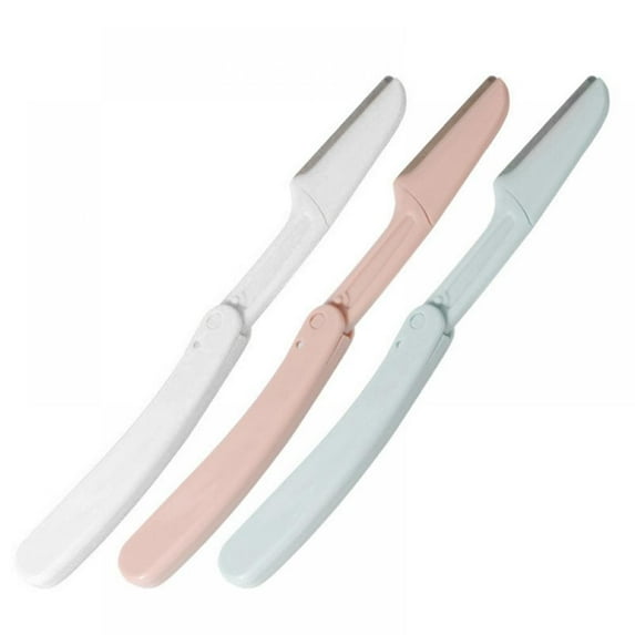 Norbi Multipurpose Eyebrow Trimmer Stainless Steel Face Razors, 3 Count Foldable Eyebrow Razor For Women