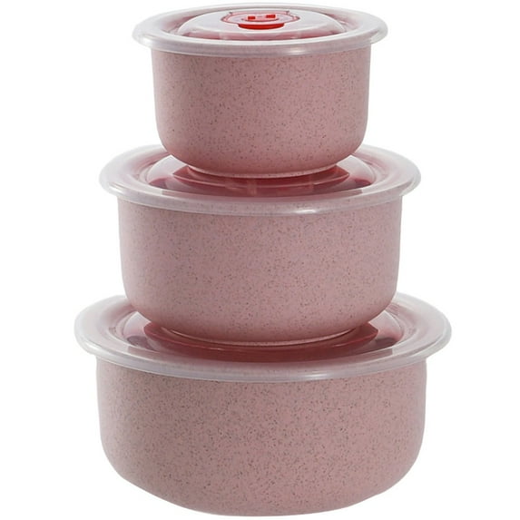 Norbi Wheat Straw Fresh-keeping Bowl Bento Bowls With Lids Household Microwave-heatable Plastic Lunch Box 3pcs