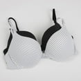 thumbnail image 1 of Norbi Women Full Coverage Front Close Bra Seamless Sexy Girls's Push Up Underwear Buckle Female Small Chest Underwire Striped Print Bra, 1 of 7