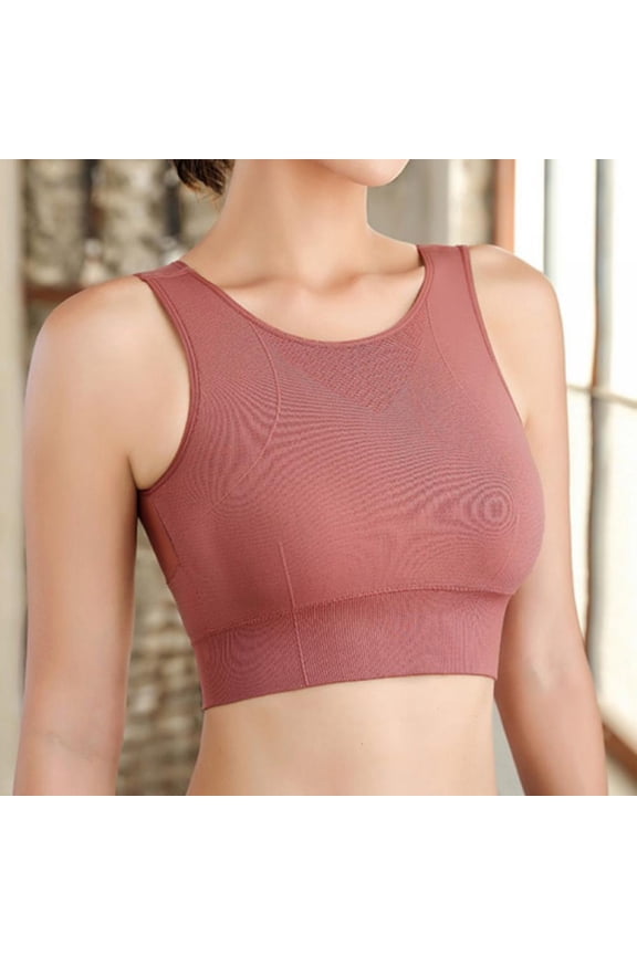Women's Padded Sport Bras Seamless Wire Free Mesh Stitching Shockproof Bra Crop Top for Running Exercise Yoga Gym