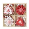 thumbnail image 1 of Norbi Wooden Christmas Ornaments Set 12 Pcs Wood Christmas Hanging Decoration Ornaments for Xmas Tree with Wood Storage Box Angels Snowflakes Elk Christmas Tree Bells Shapes Pendant Decor, 1 of 7