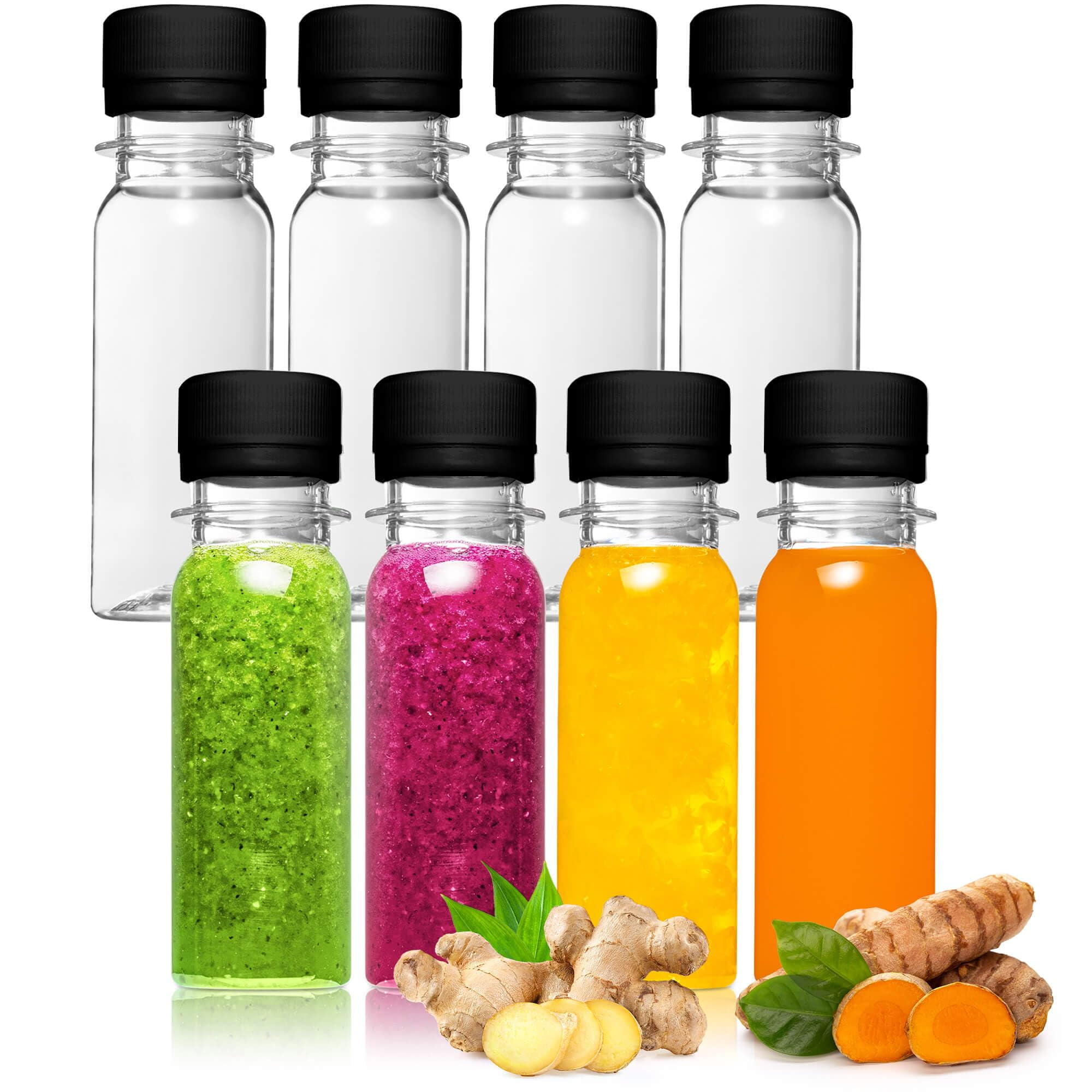 2Oz Glass Shot Bottles with Caps Juice Wellness Ginger Shots