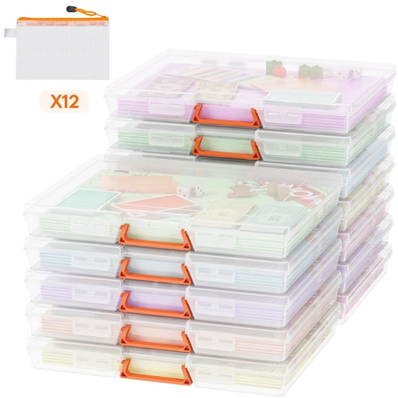 Norcho 12 Pack Portable Paper Document Storage Box with Labels & Zipper Bags