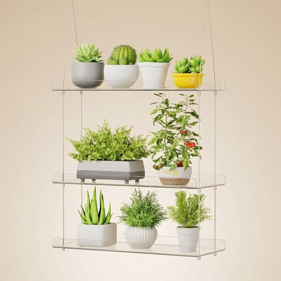 Norcho 15" 3-Tier Acrylic Hanging Window Floating Shelf for Indoor Plants