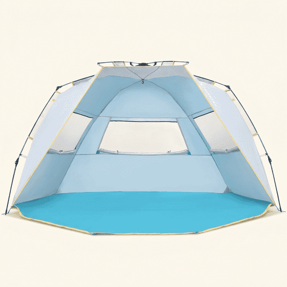 Norcho 4-5 Person Beach Tent UPF 50+ Portable Shade Canopy with Extended Porch, Ventilated Windproof, Blue