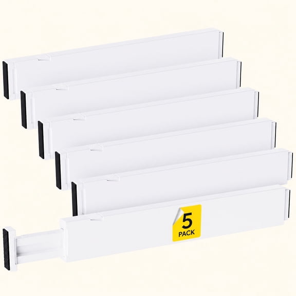 Norcho 5 Pack Adjustable Drawer Dividers, 2.36" High Expandable Drawer Organizer (16–22"), Drawer Separators for Clothes, Dresser & Closet Storage