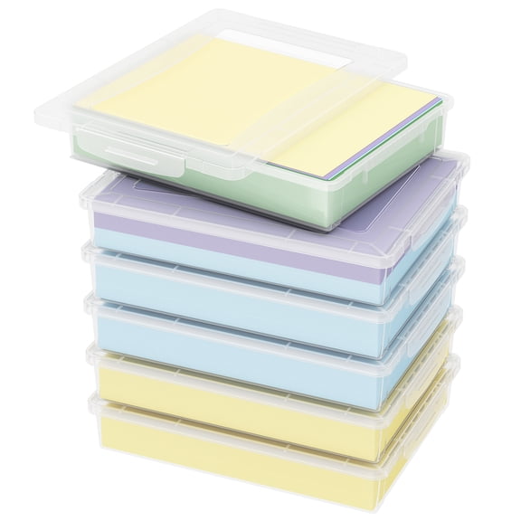 Norcho 6 Pack Paper Organizer Storage Boxes, 12 x 9 inch Multi-Purpose Clear Plastic File Box with Latching Lids for A4, 8.5" x 11" Letter Size Documents, Scrapbook, Magazine & Art Supplies