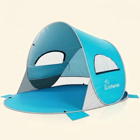 Norcho 87x57x47" Pop Up Beach Tent UPF50+ Sun Shelter, Instant Shade Canopy for 3 Person, Blue