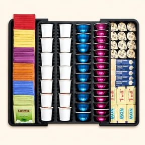 Norcho Coffee Pod Holder Drawer Organizer, Expandable Coffee Pod Storage Drawer for K-Cup, Nespresso OriginalLine & VertuoLine Capsules, Tea Bag and Bar Organizer Insert
