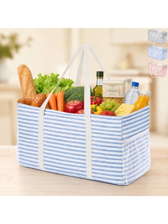 Extra Large Tote Bag, Reusable, Metal Frame, Handles