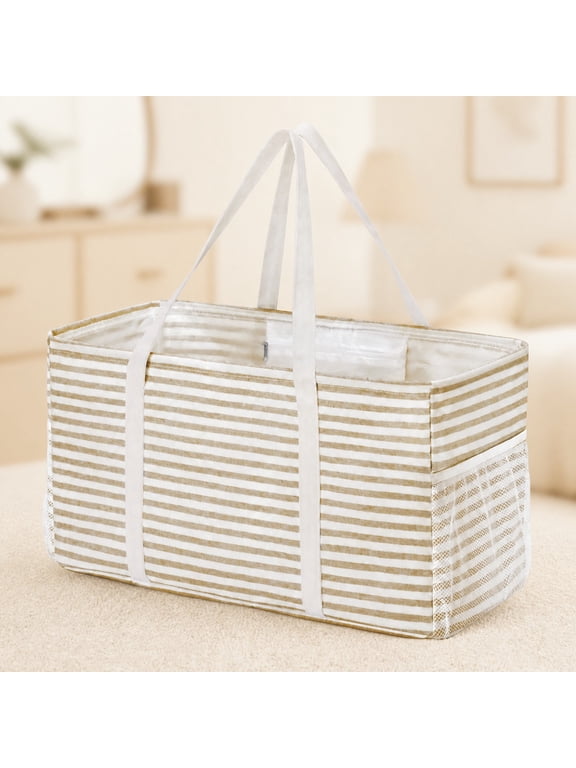Extra Large Tote Bag, Reusable, Metal Frame, Handles