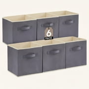 Norcho Foldable Fabric Storage Cubes with Handles, Decorative Closet & Shelf Storage Bins, 11 Inch, Gray, 6-Pack
