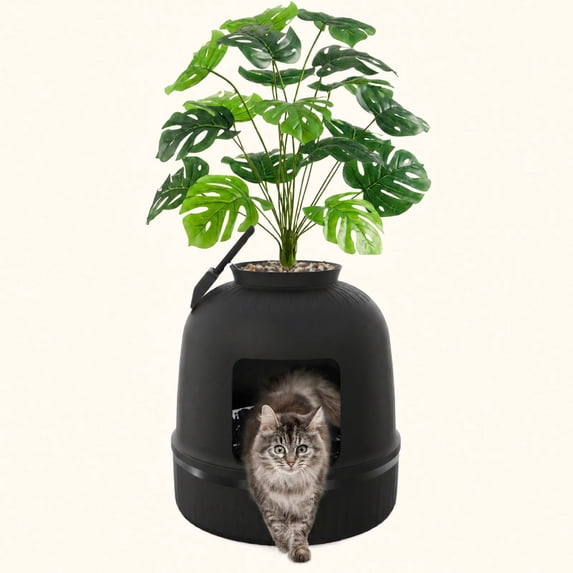 Norcho Hidden Cat Litter Box Enclosure, Plant Corner Furniture with Litter Liner, Black