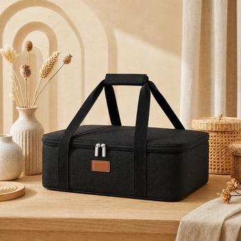 Norcho Insulated Single Decker Casserole Carrier, Lasagna Tote Bag for Hot or Cold Food, Fits 9" x 13" Baking Dish, Black