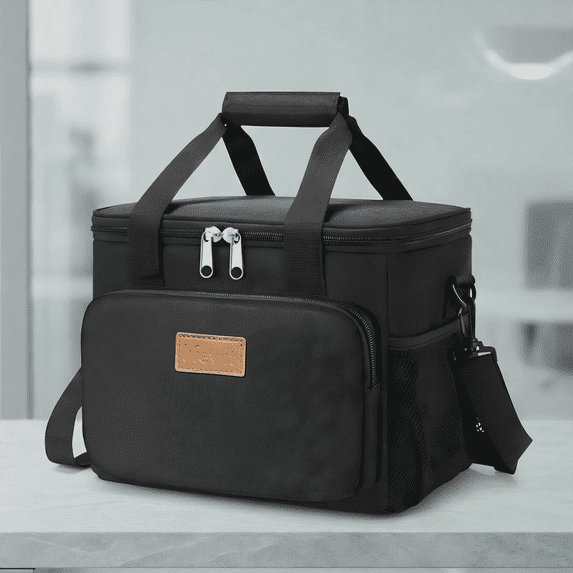 Norcho Large Insulated Lunch Bag Cooler Tote for Adults, Soft Lunch Box for Men and Women, 12-Can (9L), Black, Back to School