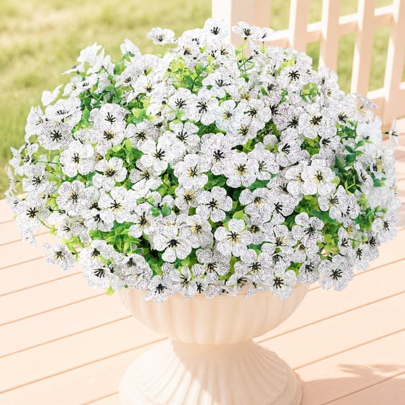 Norcho Outdoor Artificial Flowers, 12 Bundles Plastic Fake Daisy, Faux Plants for Spring/Summer Porch, Window Box, Vase, White