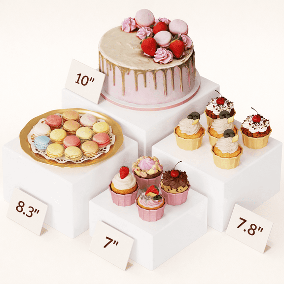 Norcho 4 Pack Plastic Cake & Dessert Display Stand Risers, 7" 7.8" 8.3" 10"