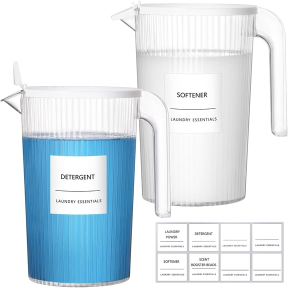 Norcho Clear Laundry Detergent Dispenser Jar, Large Laundry Liquid Dispenser for Countertop, 2 Pack
