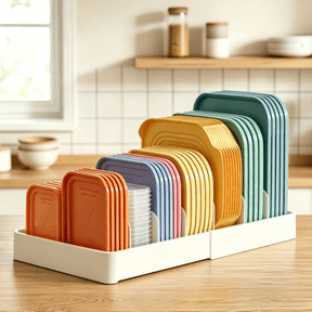 Norcho Food Container Lid Organizer for Cabinet, Large Plastic Storage Rack
