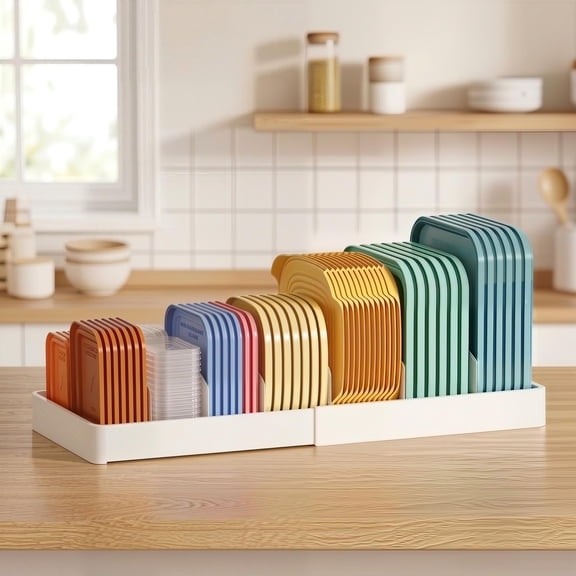 Norcho Food Container Lid Organizer for Cabinet, Large Plastic Storage Rack