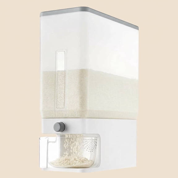 Norcho Rice Dispenser, 25 lbs Sealed Rice Storage Container with Measuring Cup, Rice Box for Kitchen Pantry, Clear