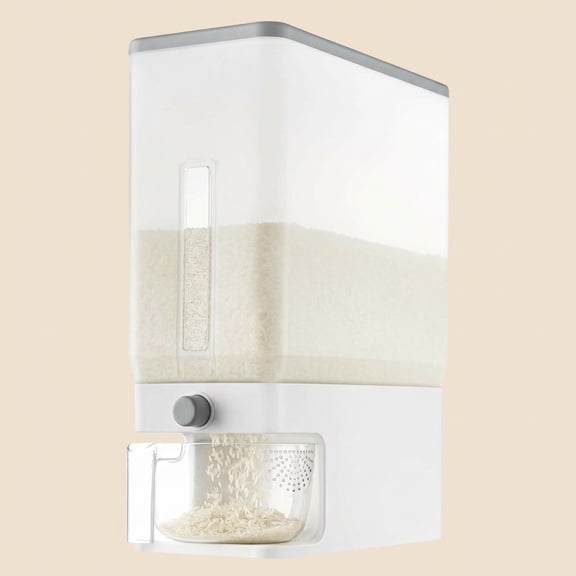 Norcho Rice Dispenser, 25 lb (11.3 kg) Sealed Rice Storage Container with Measuring Cup, Moisture Proof, Kitchen Pantry, Clear