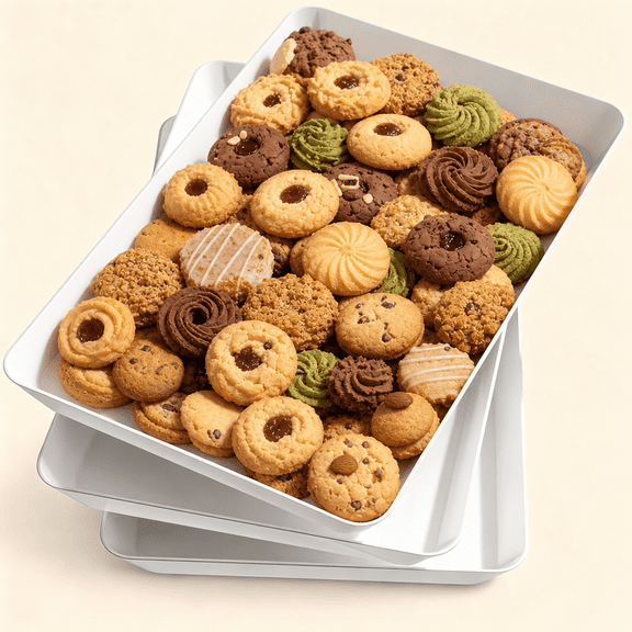 Norcho Serving Tray Set, 15" x 10" White Serving Platters for Party Supplies, 3 Pack Reusable Food Trays for Veggies, Snacks, Fruit, Cookies, Desserts, Kitchen & Pantry Organization