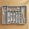 thumbnail image 1 of Norcho Silverware Drawer Organizer, Expandable Utensil Tray for Kitchen, Cutlery and Flatware Holder, Adjustable Storage for Spoons, Forks and Knives, 13–22 x 15", Gray, 1 of 7