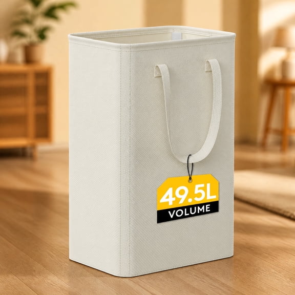 Norcho Slim Laundry Hamper, Narrow, Collapsible, 50L, White