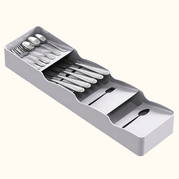 Norcho Small Flatware Organizer, Compact Narrow, Plastic, Fits Slim Drawers, Gray