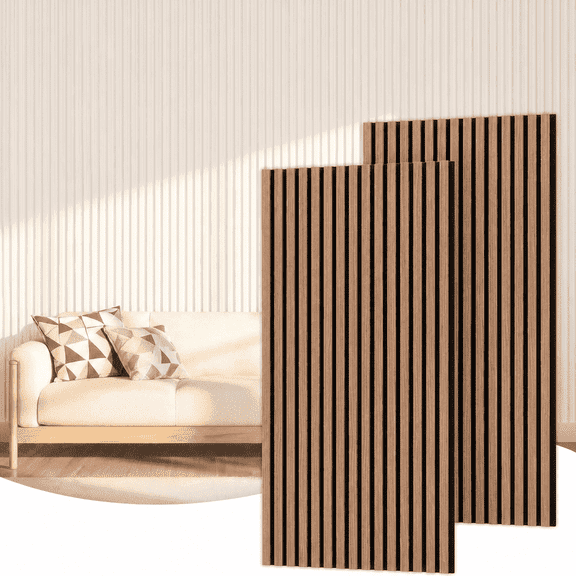 2-Piece Wood Wall Panels for Interior Wall Decor, 47.2" x 23.6" Soundproof Acoustic Wall Panels, 3D Decorative Panels, Brown