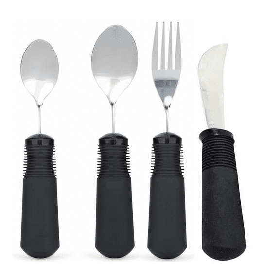 Norco Big-Grip Weighted Adaptive Eating Utensils - Set of 4 - Fork, Teaspoon, Tablespoon, Rocker Knife