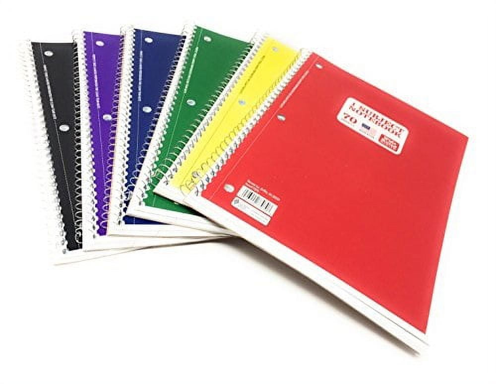 Norcom 1 Subject Wide Ruled Spiral Bound 70 Sheet Notebooks (Pack of 6)