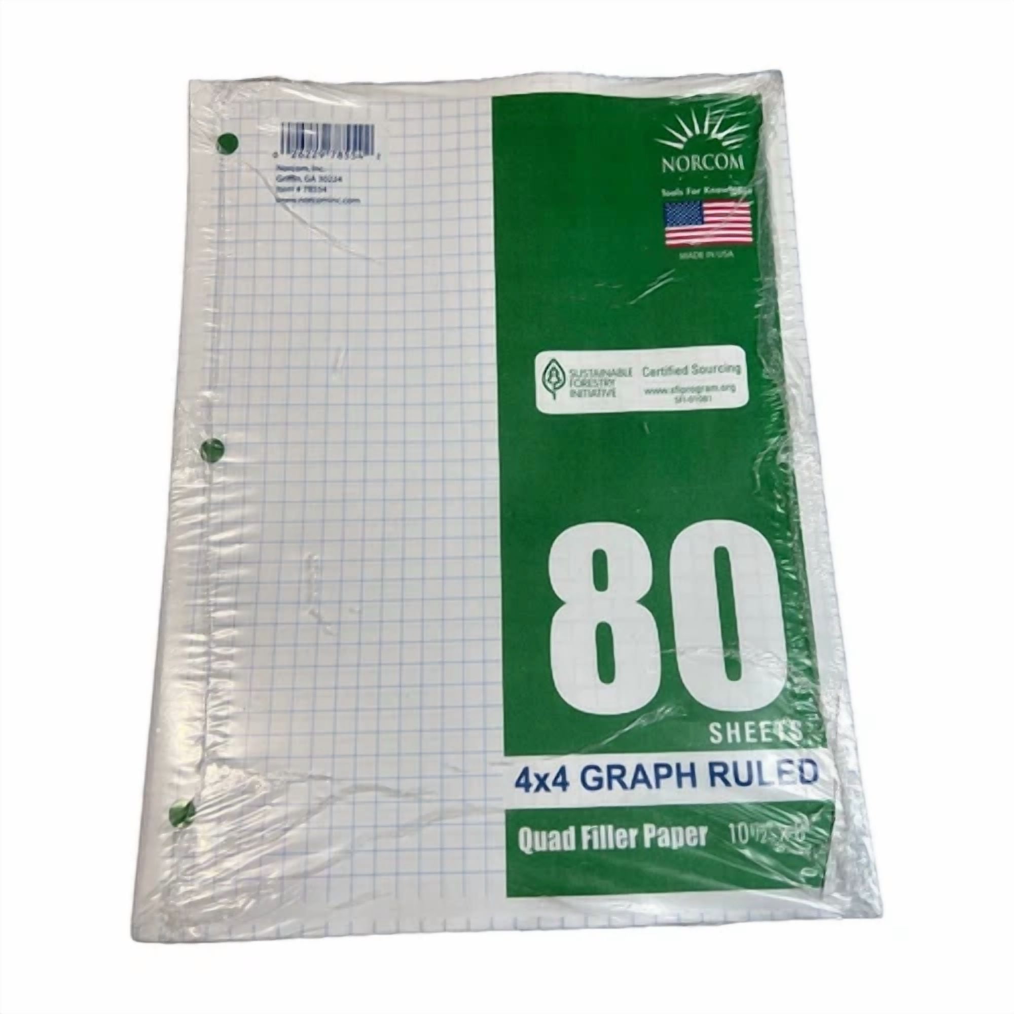 Norcom 80 Sheets Graph Ruled Quad Filler Paper (4X4) 10.5”X8” - Walmart.com