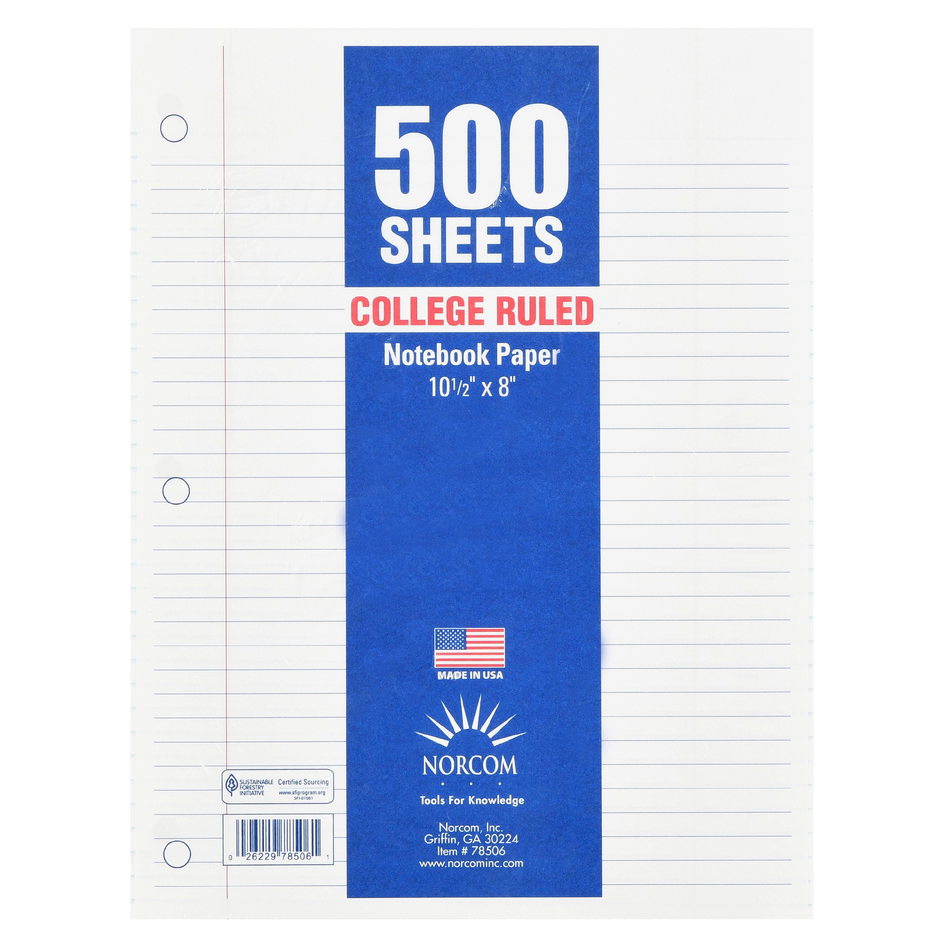 Norcom College Rulet Filler Paper, 500 sheets