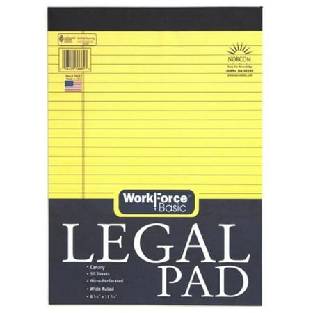 Norcom Inc 76681-12 8.5 in. X 11.75 in. Canary Legal Pad 50 Pages