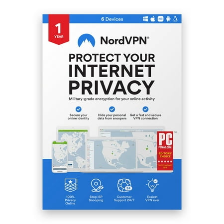 NordVPN - VPN Software (1-Year Subscription) - Android, Apple iOS, Linux, Mac OS, Windows [Digital]