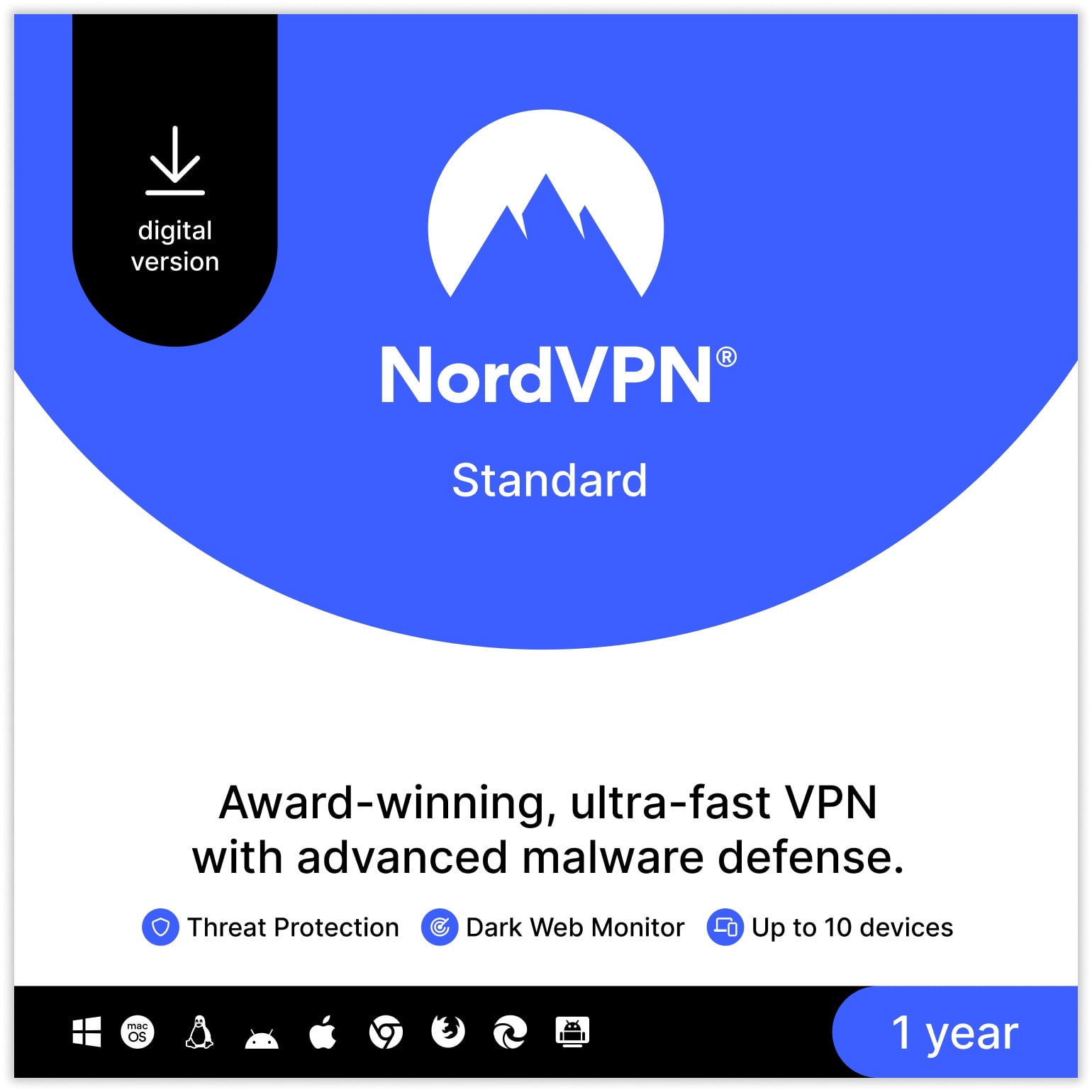 NordVPN Standard 1-Year Subscription 10 Devices (Digital Download)