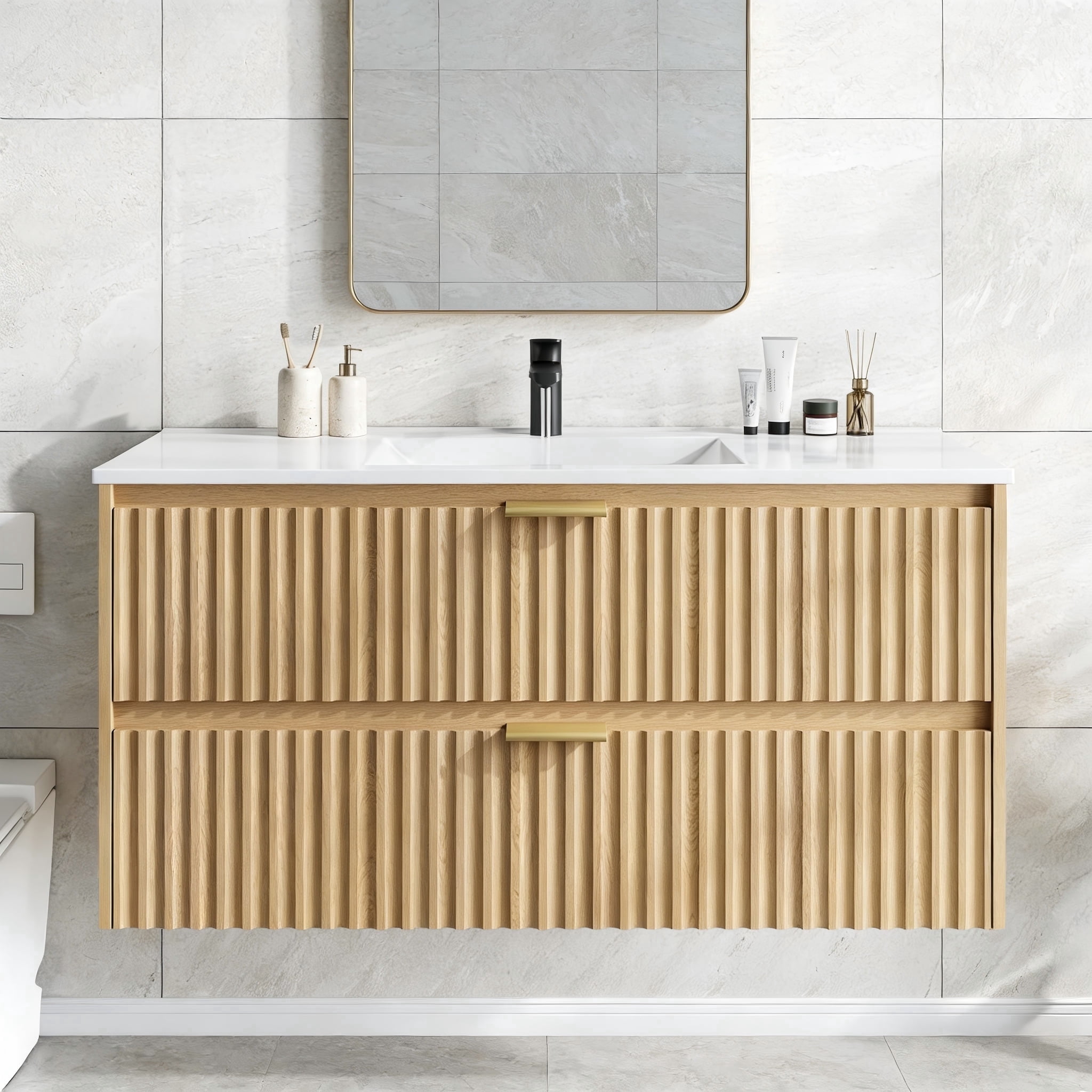 Nordee 36" Floating Bathroom Vanity with Sink, Modern Wall Mounted ...